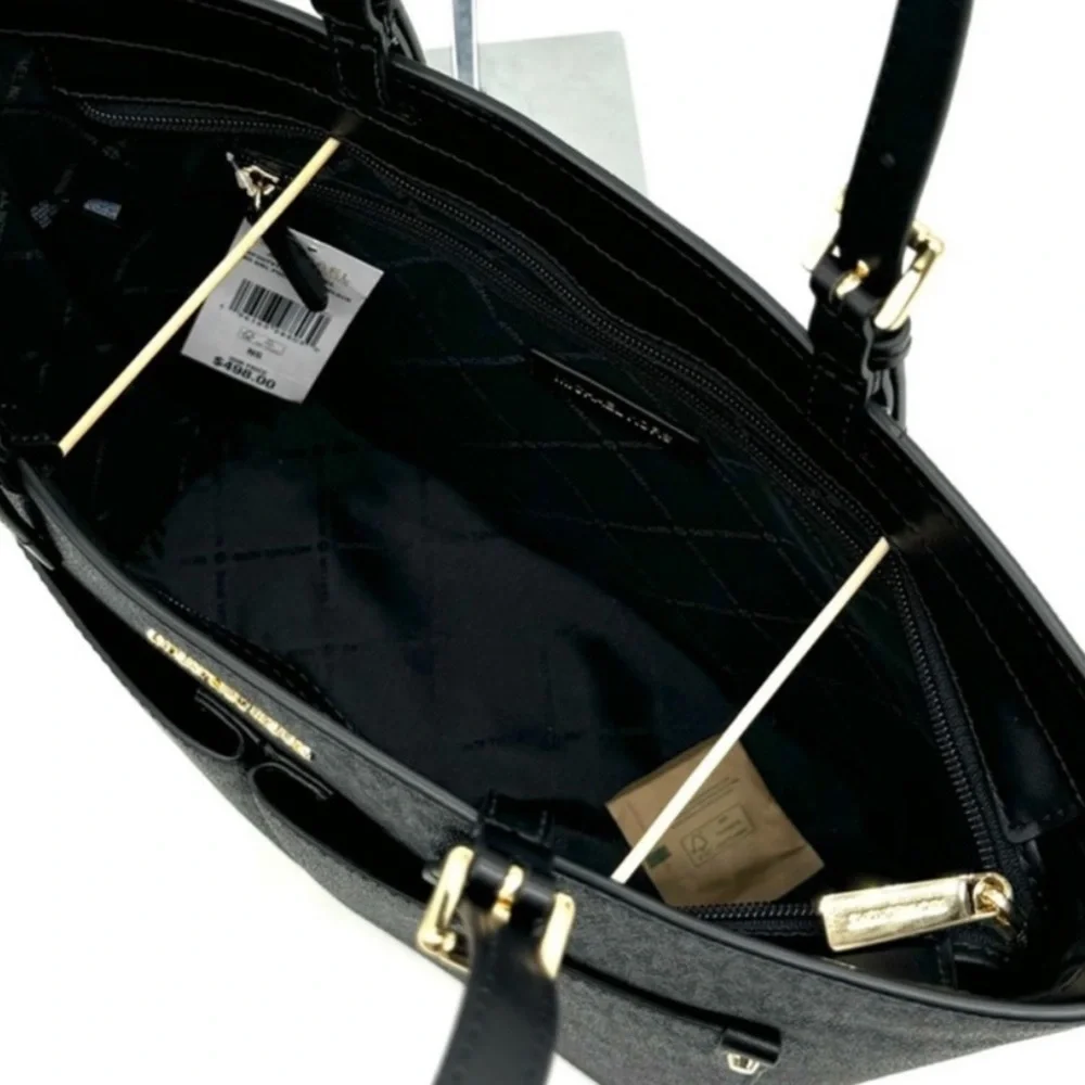 Michael Kors Jet Set Medium Double Pocket Tote Shoulder Bag Black